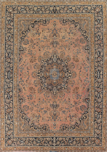 Vintage Floral Mashad Persian Area Rug 10x13