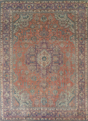 Distressed Wool Tabriz Persian Area Rug 8x11