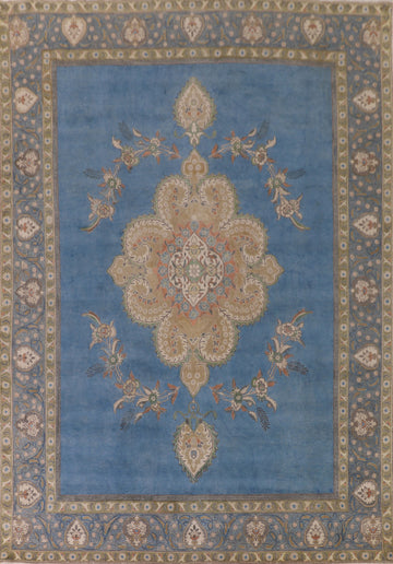 Over-Dyed Blue Tabriz Persian Area Rug 10x13