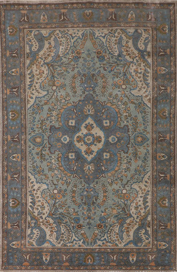 Over-Dyed Wool Tabriz Living Room Rug 6x10