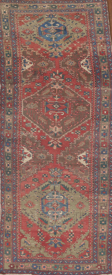 Geometric Wool Tabriz Persian Runner Rug 4x11