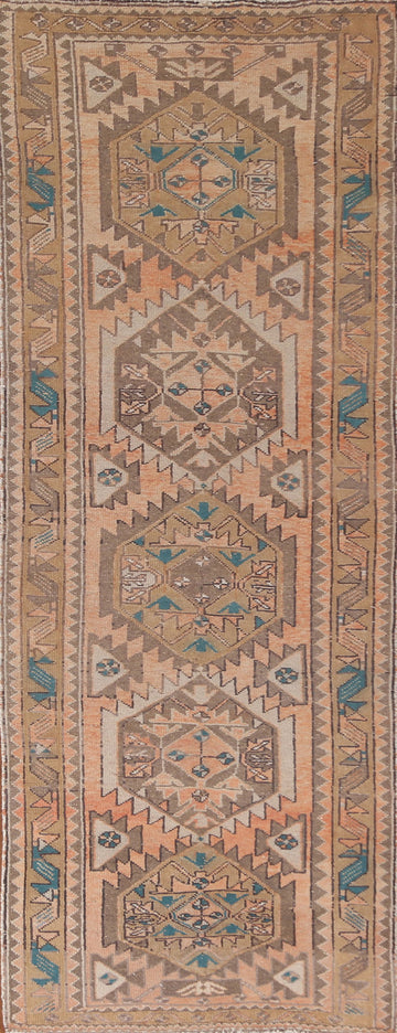 Vintage Wool Ardebil Persian Runner Rug 3x10