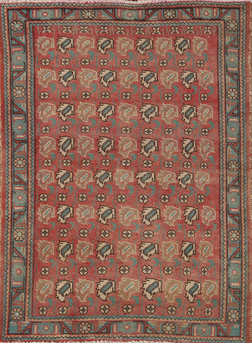 Vintage Geometric Tabriz Persian Rug 4x5
