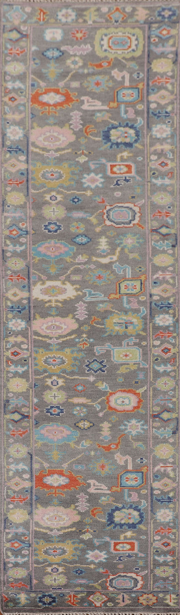 All-Over Gray Oushak Oriental Runner Rug 3x12