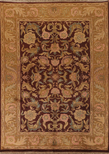 Burgundy Floral Agra Indian Area Rug 8x10