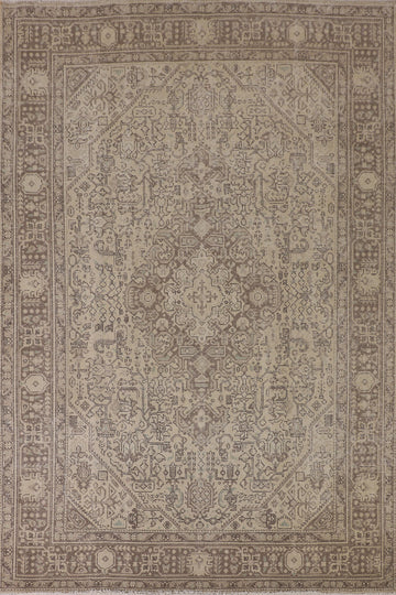 Distressed Wool Tabriz Persian Area Rug 7x9
