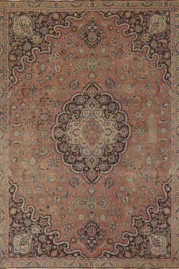 Vintage Floral Mashad Persian Area Rug 7x10