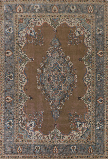 Brown Over Dyed Tabriz Persian Area Rug 9x13