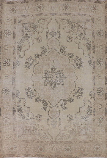 Distressed Wool Tabriz Persian Area Rug 6x9