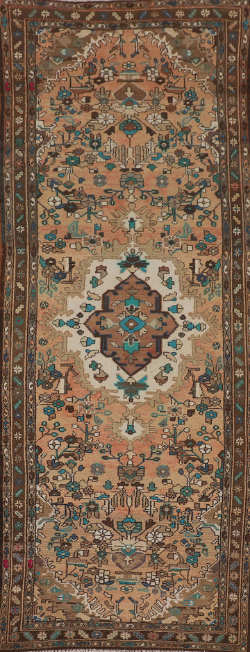 Vintage Wool Hamedan Persian Runner Rug 4x11