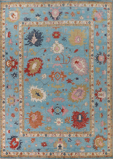 Palace Size Blue Floral Oushak Oriental Rug 12x15