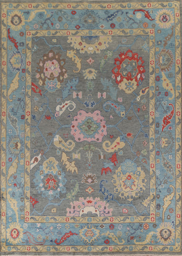 Gray & Blue Oushak Oriental Area Rug 9x12