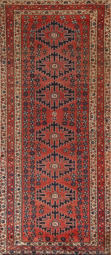 Geometric Wool Sirjan Persian Runner Rug 4x9