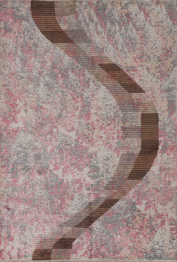 Striped Abstract Oriental Area Rug 6x8