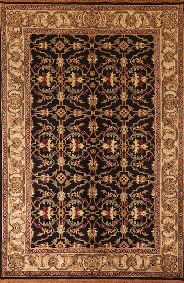 All-Over Black Agra Oriental Area Rug 6x9
