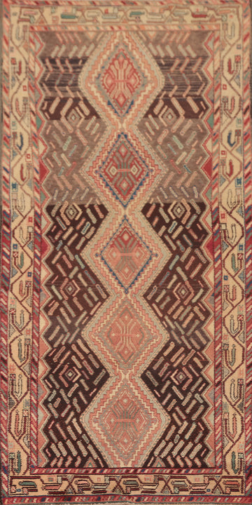 Geometric Hamedan Persian Runner Rug 3x8
