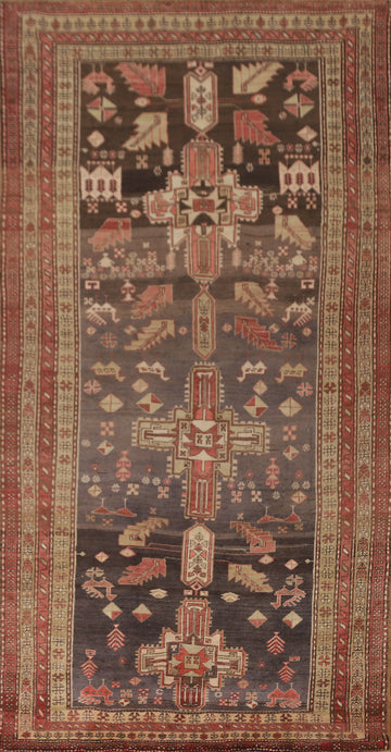 Vintage Wool Meshkin Persian Runner Rug 4x9