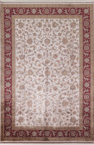 Silk Floral Tabriz Traditional Area Rug 7x10