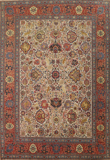 Antique Signed Tabriz Persian Area Rug 9x13