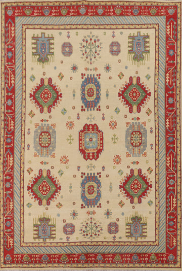 Handmade Kazak Living Room Area Rug 7x10