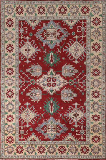 Geometric Red Kazak Oriental Area Rug 7x10