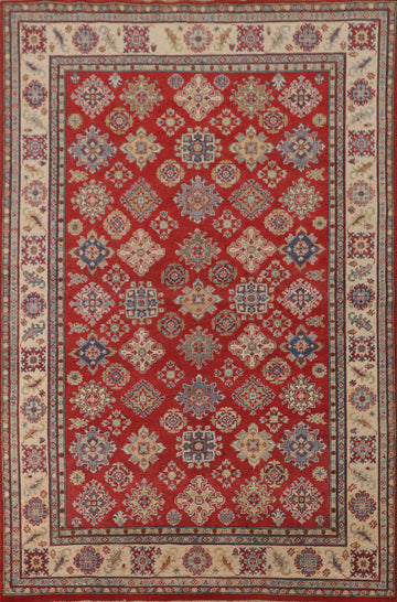 All-Over Geometric Kazak Oriental Area Rug 7x10