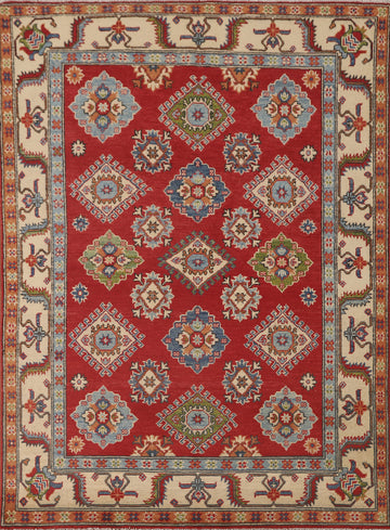 Red Geometric Kazak Oriental Rug 5x7