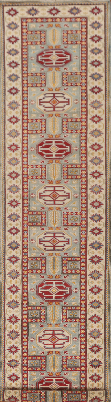 Geometric Kazak Oriental Runner Rug 3x14