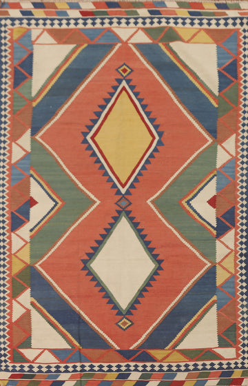 Vegetable Dye Kilim Qashqai Persian Area Rug 5x8