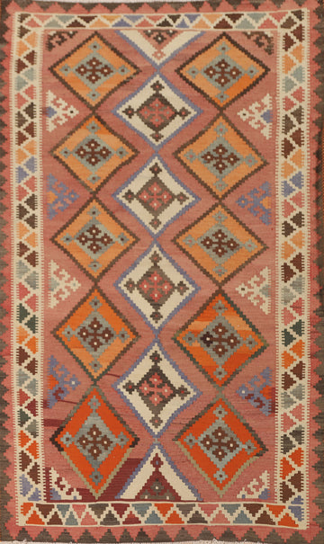 Geometric Wool Kilim Shiraz Persian Area Rug 5x9