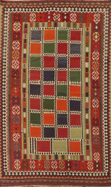 Vegetable Dye Kilim Qashqai Persian Area Rug 6x9