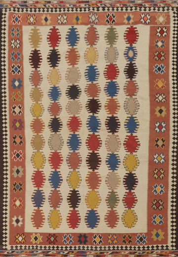 Vegetable Dye Kilim Qashqai Persian Area Rug 6x8