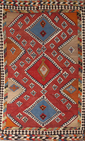 Vegetable Dye Kilim Qashqai Persian Area Rug 5x9