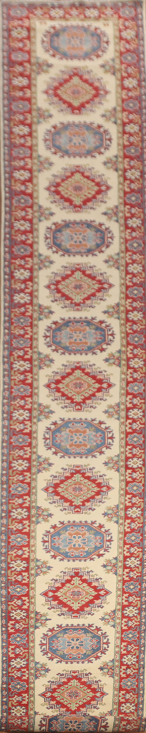 Handmade Kazak Oriental Runner Rug 3x26