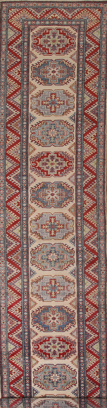 Geometric Kazak Oriental Runner Rug 3x15