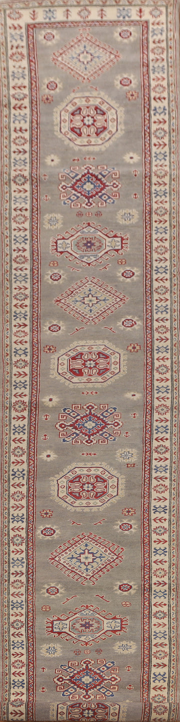 Geometric Kazak Oriental Runner Rug 3x20