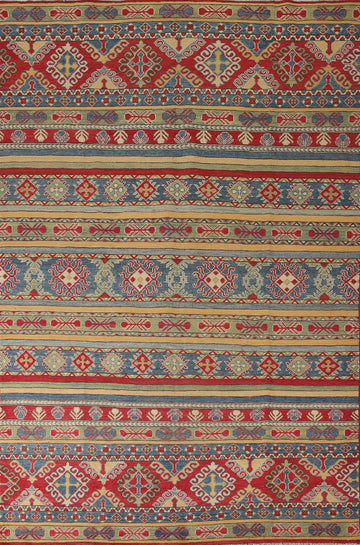 Striped Kazak Oriental Area Rug 7x10