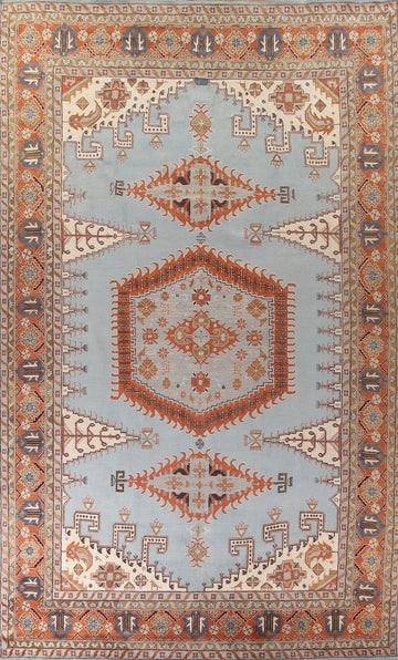 Light Blue Heriz Serapi Oriental Large Rug 11x18