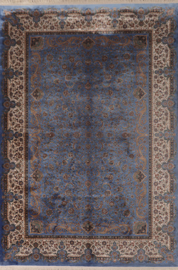 Floral Blue Tabriz Traditional Area Rug 7x10