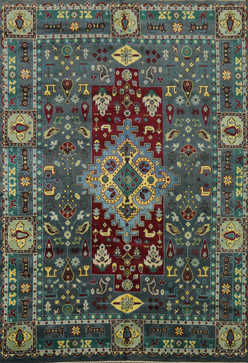 Geometric Kazak Oriental Area Rug 9x12
