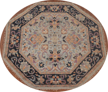 Light Blue Heriz Serapi Octagon Rug 6x6