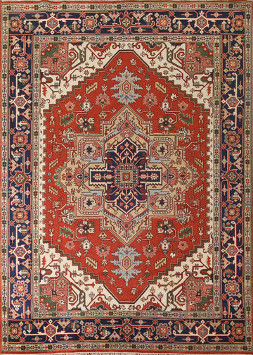 Orange Geometric Heriz Serapi Oriental Rug 9x12