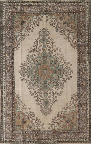 Floral Anatolian Distressed Turkish Area Rug 6x9