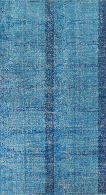 Over-Dyed Blue Anatolian Distressed Area Rug 8x14