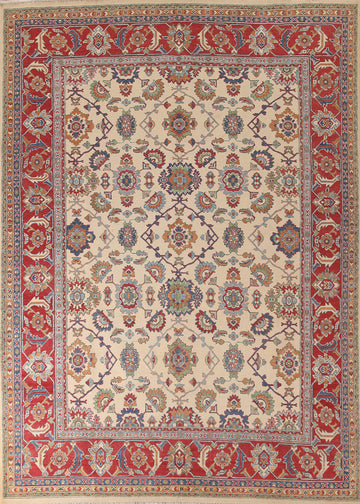 Handmade Ivory Kazak Living Room Area Rug 9x12