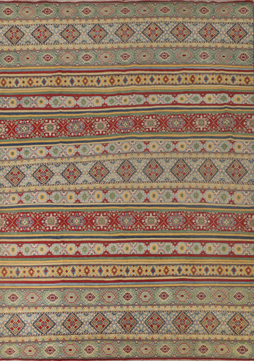 Striped Kazak Living Room Area Rug 10x12