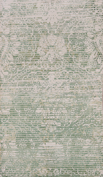 Ivory & Green Abstract Oriental Modern Rug 3x5