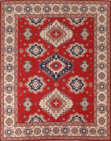 Geometric Red Kazak Oriental Area Rug 8x10