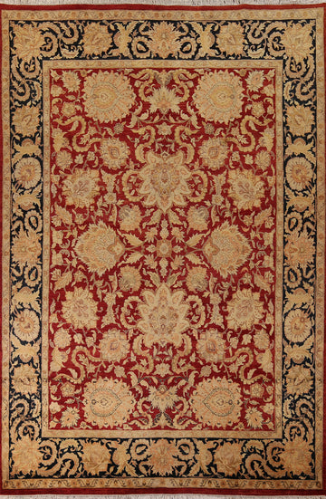 Handmade Red Floral Agra Indian Area Rug 9x12