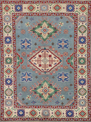 Light Blue Kazak Oriental Accent Rug 5x7